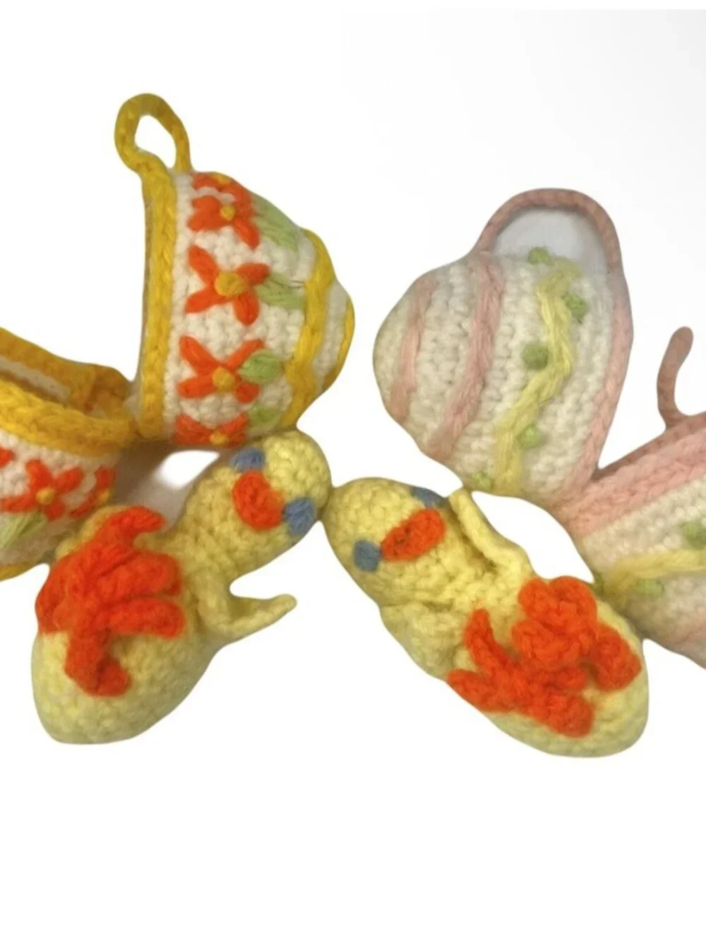 Vtg Easter Ornaments Wood Dakin Crochet Paper Mache Egg Chick Bunny Rabbit Lot